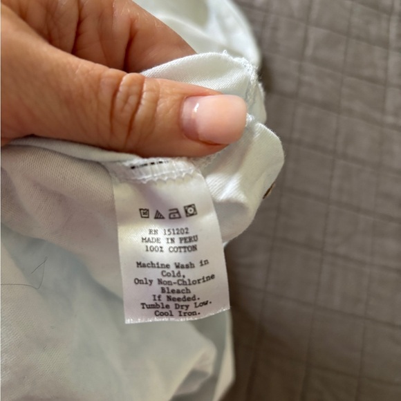 CatherineGee White Women's Top witth light blue tye dye wash. Size small - Picture 4 of 6